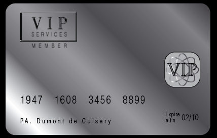 La "Silver Card", la carte des membres de vipservices.ch